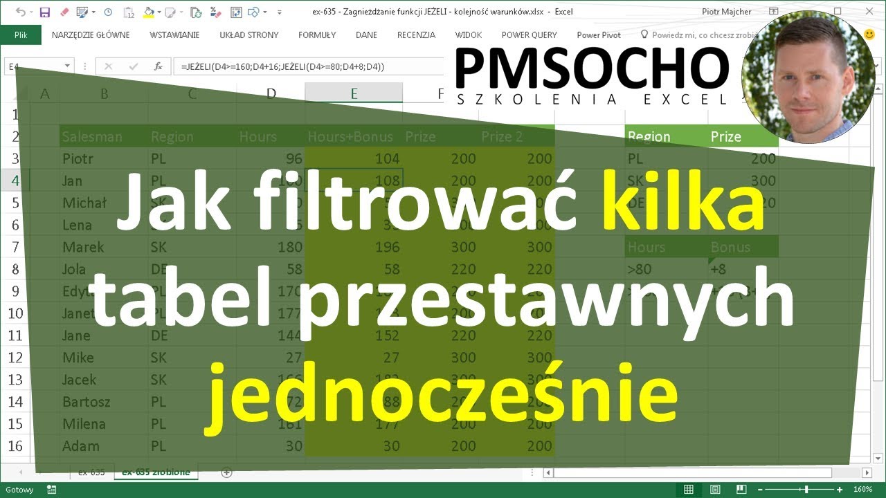 Excel - Filtrowanie kilku tabel przestawnych jednocześnie [odc.778]