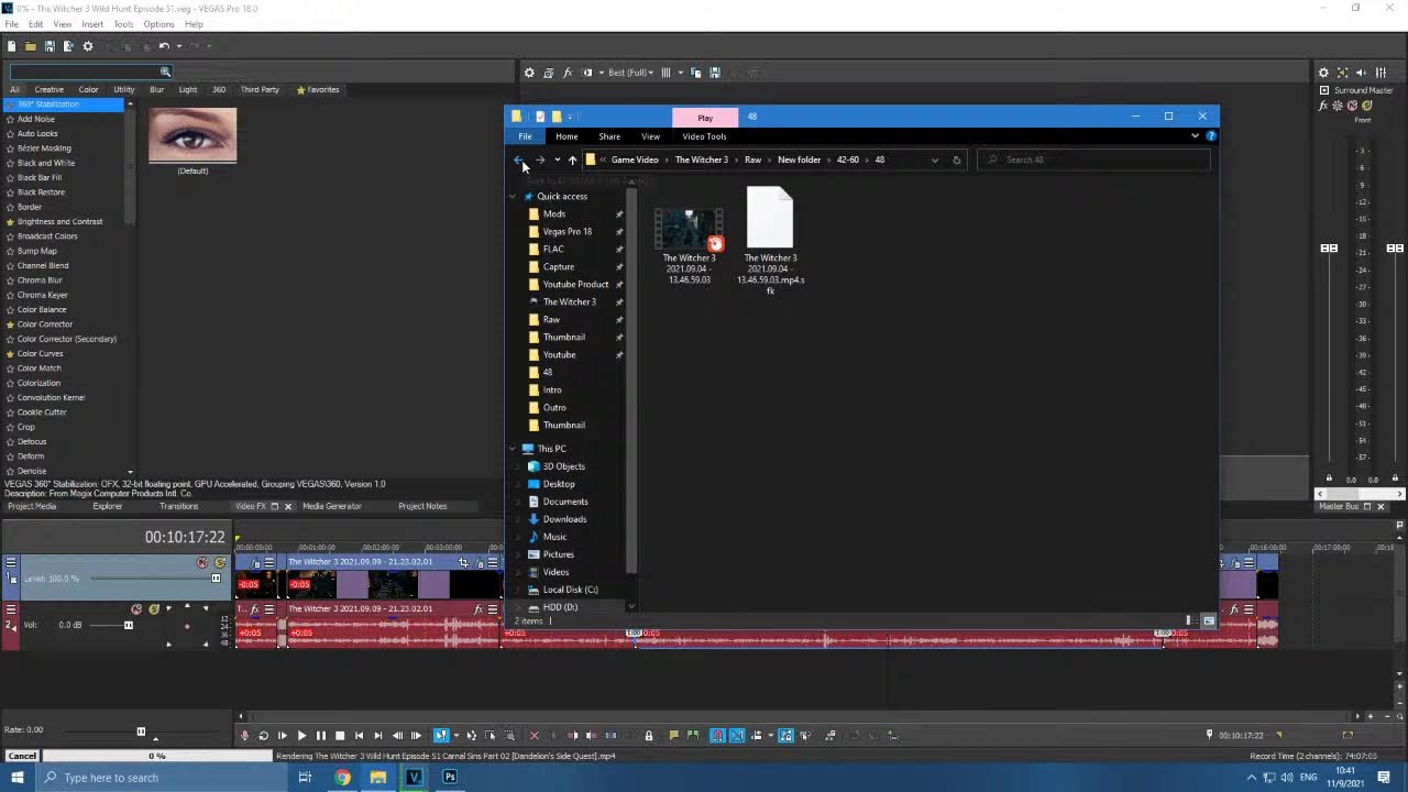 Video Editing & Thumbnail Making [Witcher 3 ep 47-49]