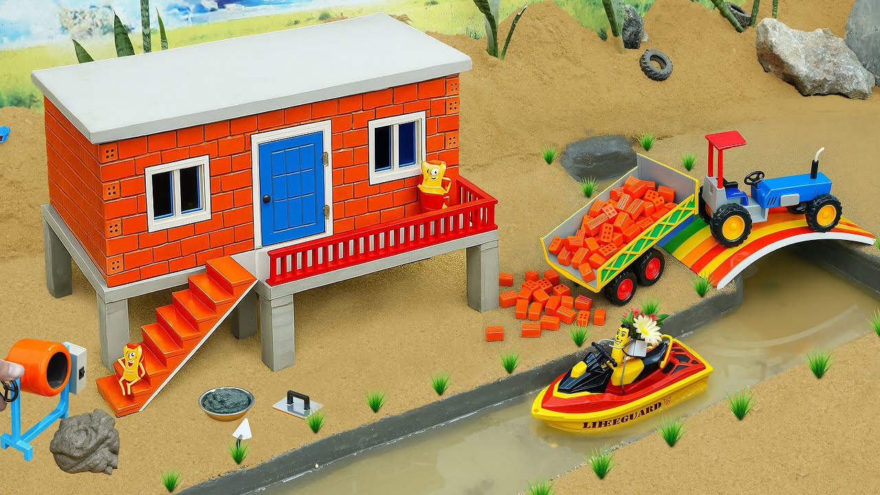 Flood Strikes! 😢 Building The ULTIMATE Mini Cement Brick House by the Romantic River