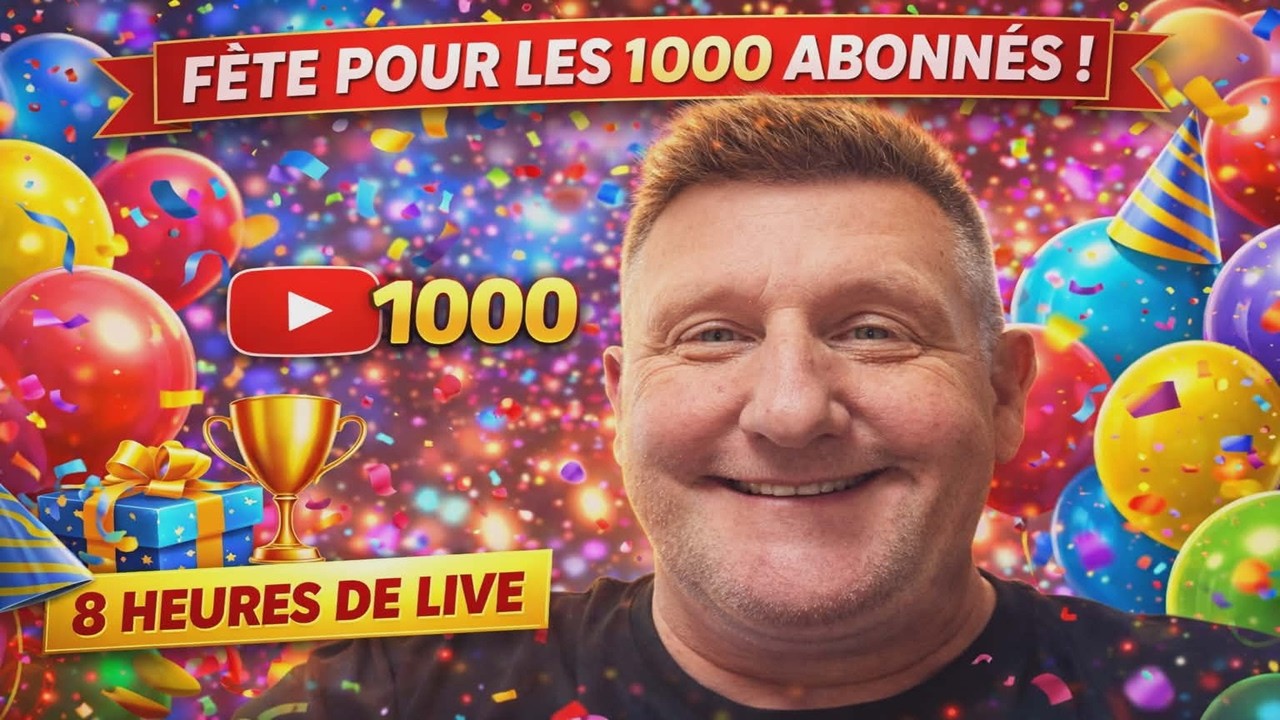 #1000 abonnés atteints, pour vous remercié rendez vous samedi 15 à 20h pour 8h de live 🥳🥳