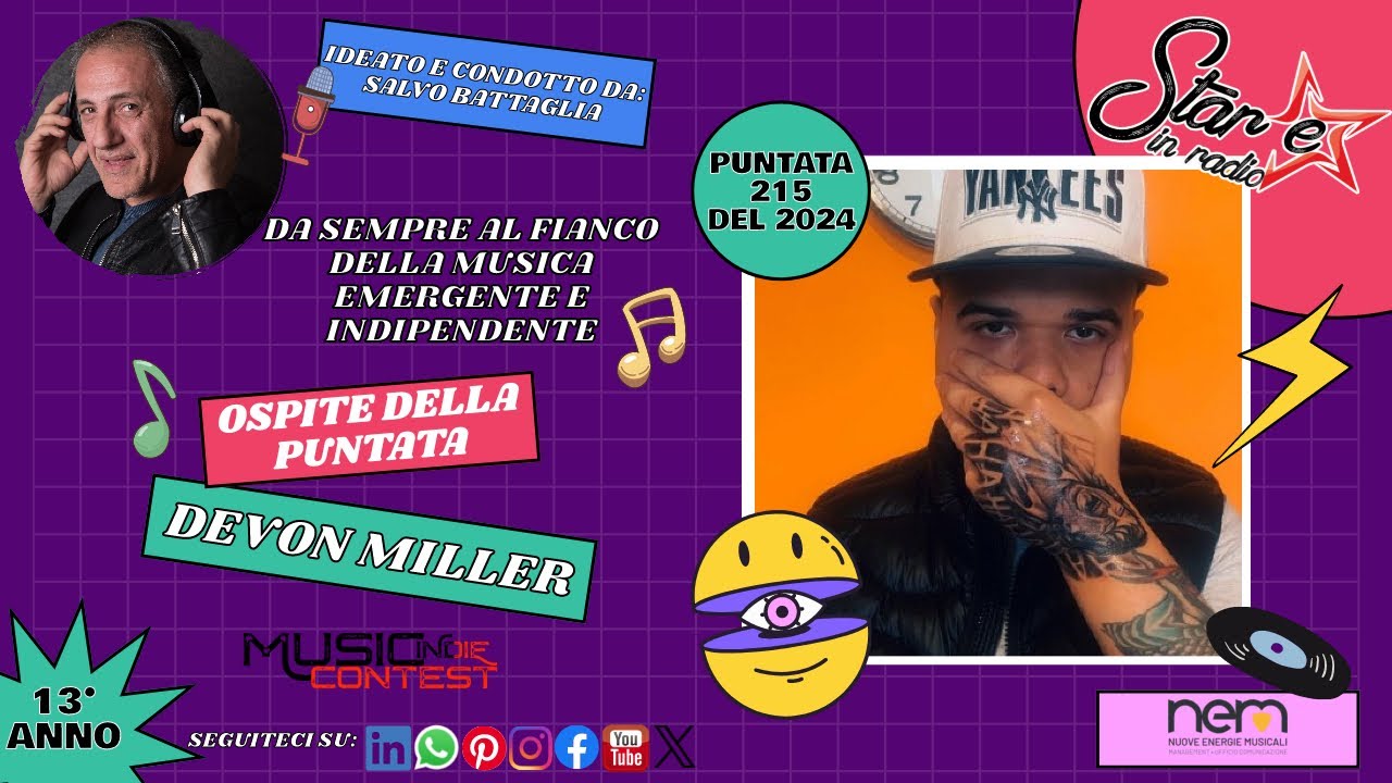 215&deg;Puntata di Stare in Radio del 2024: DEVON MILLER presenta il nuovo singolo: 