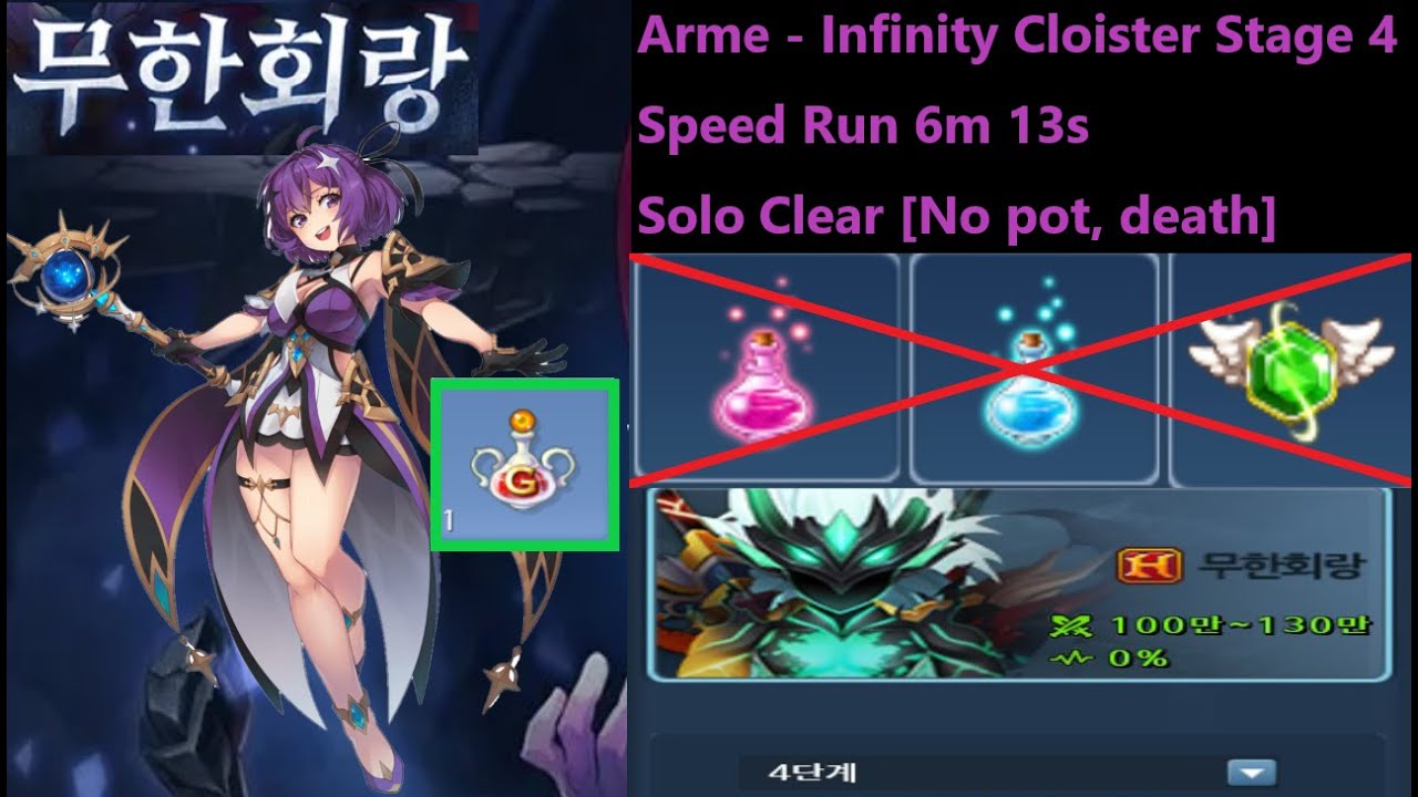 Arme - Infinity Cloister Stage 4 Speed Run 6m 13s Solo Clear [No pot, death] -Grand Chase Classic