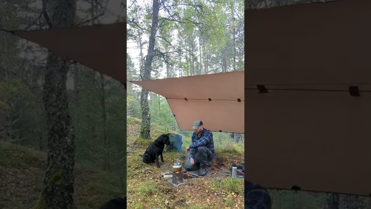 Tarp Shelter In The Rain 🌲🔥