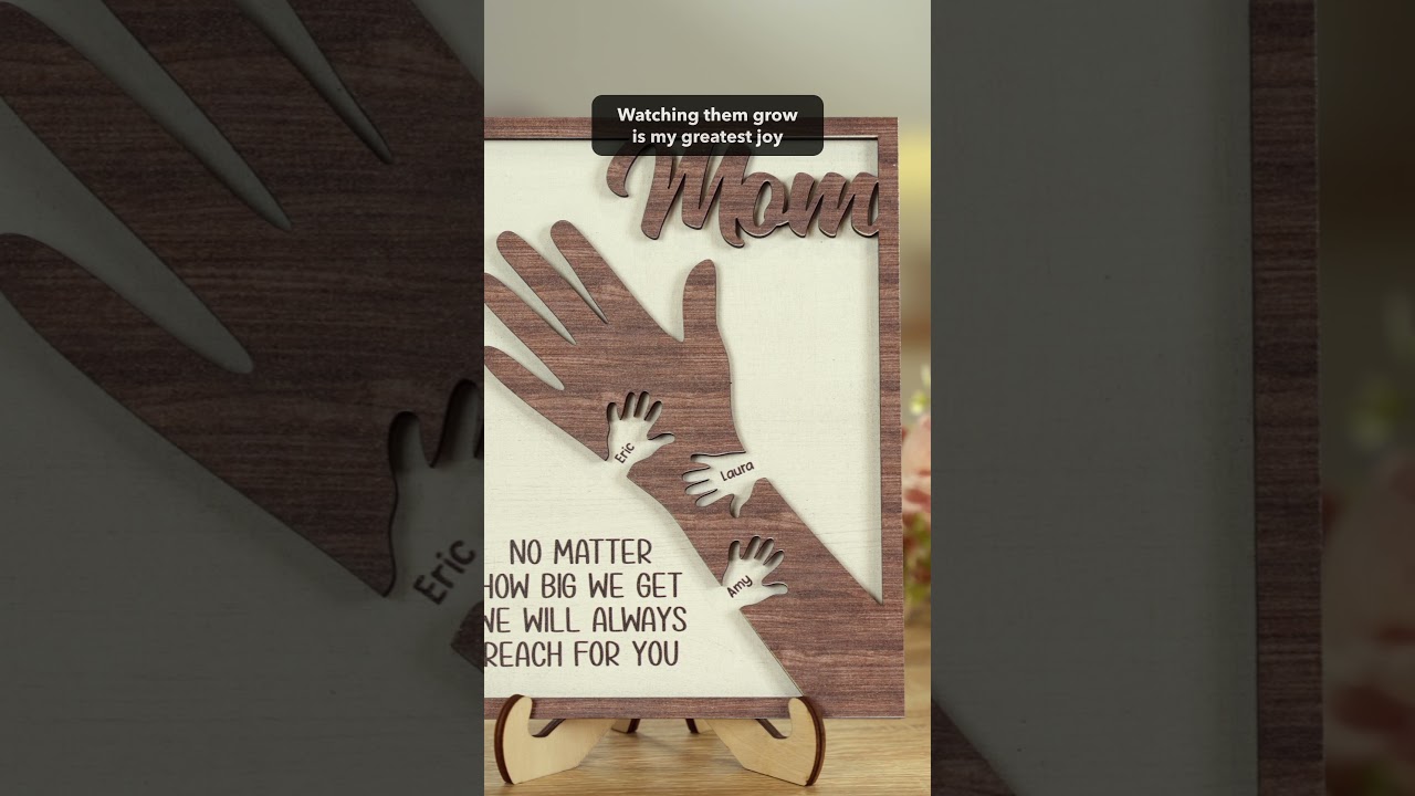 From Little Hands To Big Hearts - Custom Wooden Plaque With Stand -  Gift For Mom - MWS-MH019M V1