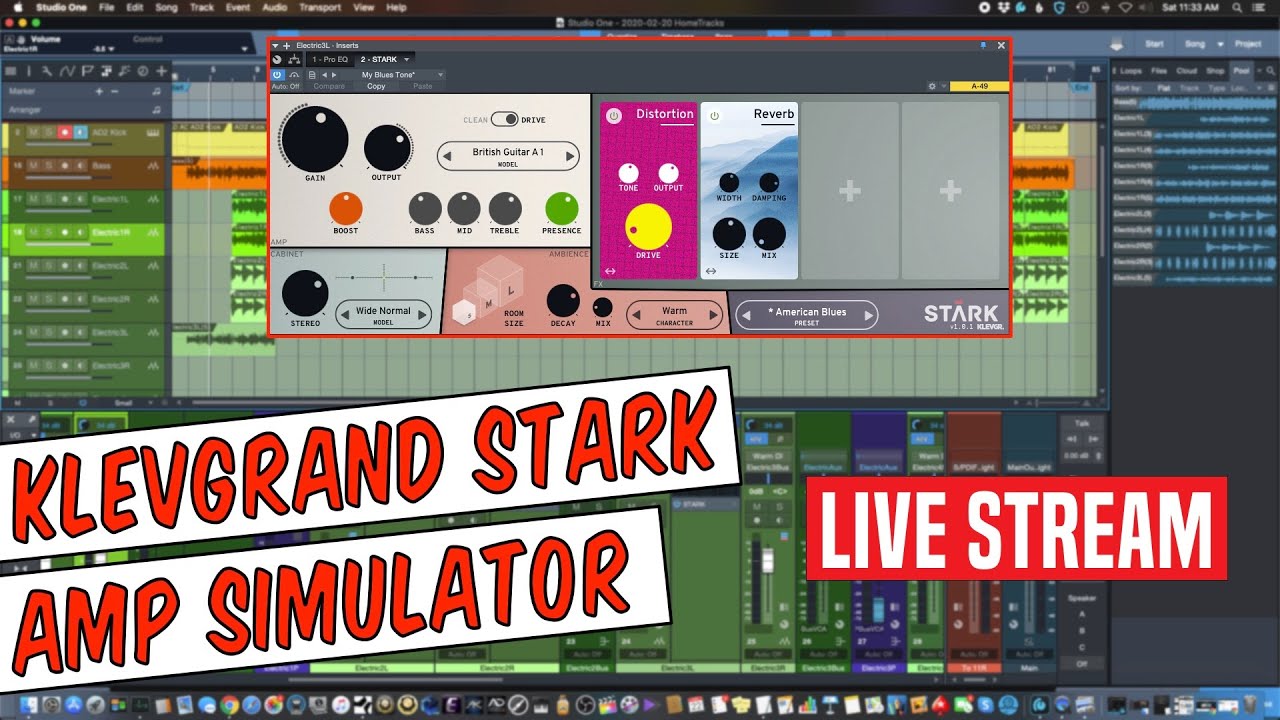 Klevgrand STARK Amp Simulator Demo With Studio One 4 -  Live Stream #1