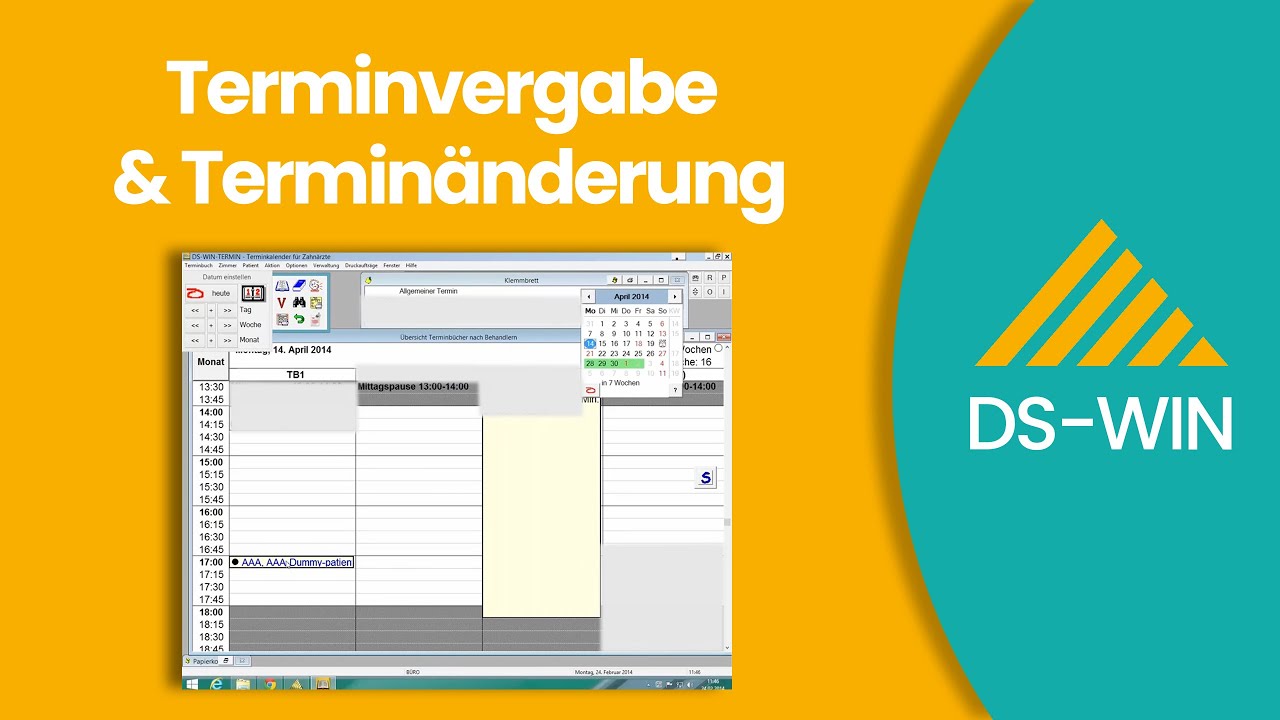 Terminvergabe und Terminänderung bei Dampsoft DS-WIN