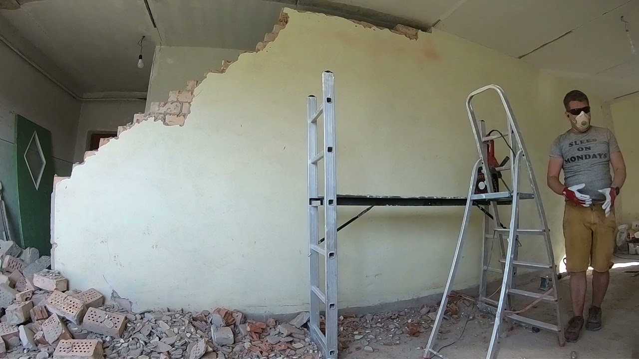 Non-load bearing brick wall disassemble time-lapse