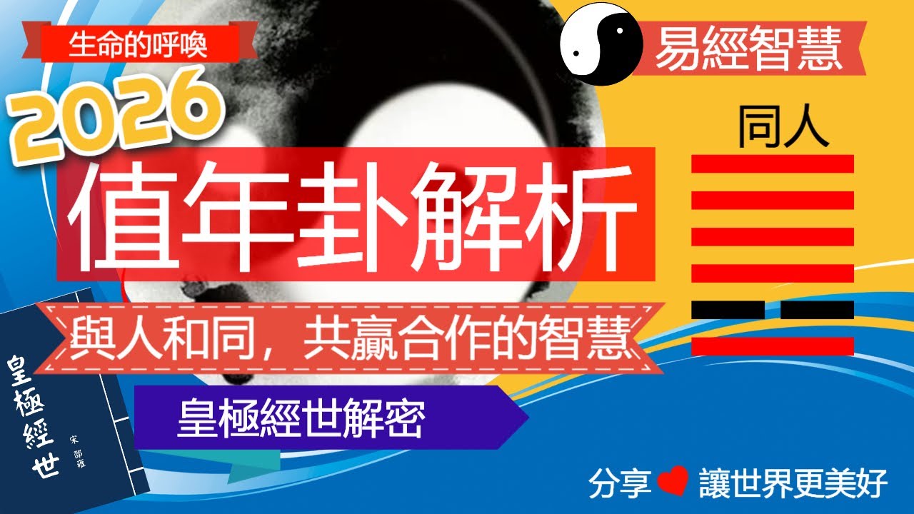 皇極經世解密，2026 值年卦同人卦分析(下) 2026國際局勢分析，AI 發展分析，職場發展，感情發展關係