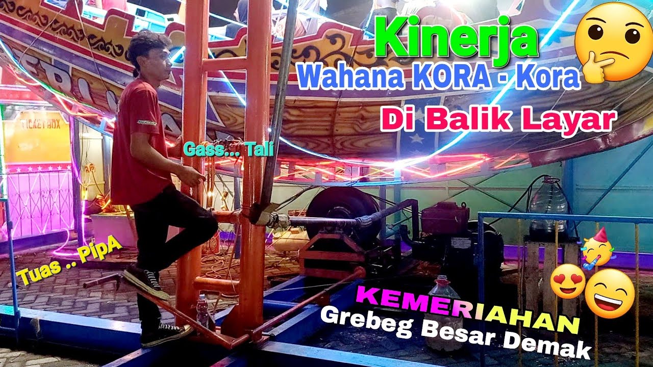 Ternyata begini mesin disel penggerak roda wahana Perahu Kora - kora Pasar Malam GREBEG BESAR DEMAK