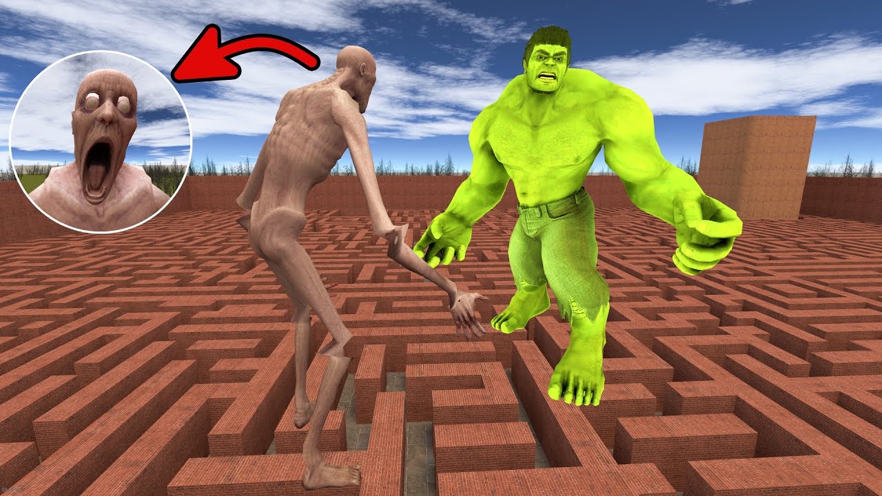SCP-096 против ХАЛКА В ЛАБИРИНТЕ в Garry's Mod!