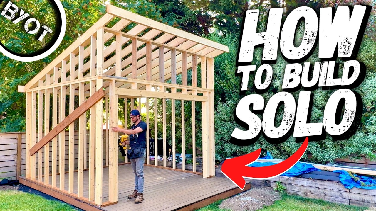 BUILDING A 12x12 LEAN TO SHED SOLO // Start To Finish (Part 1 of 2)
