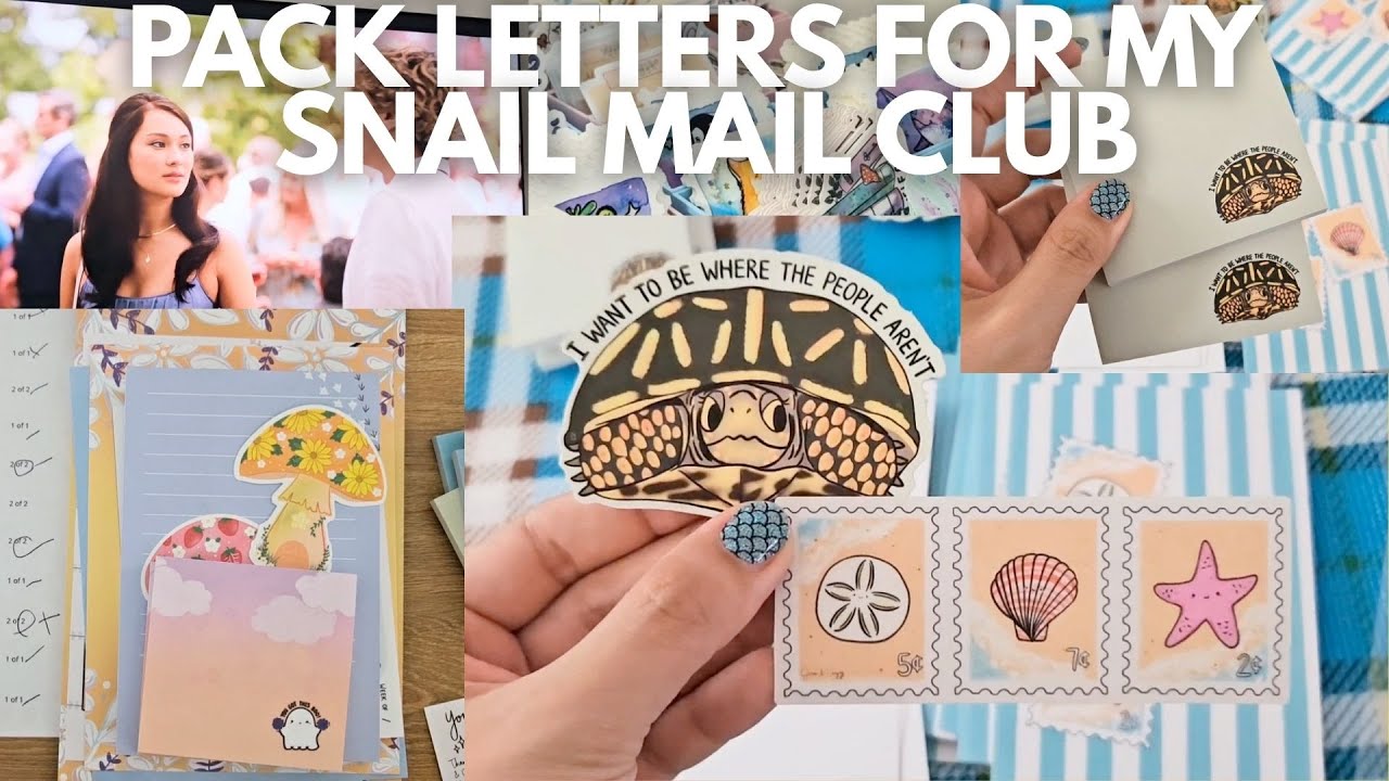 Studio vlog: Pack Snail mail club letters with me  ๋࣭ ⭑✮💻₊ ⊹ pack orders with me, unbox products