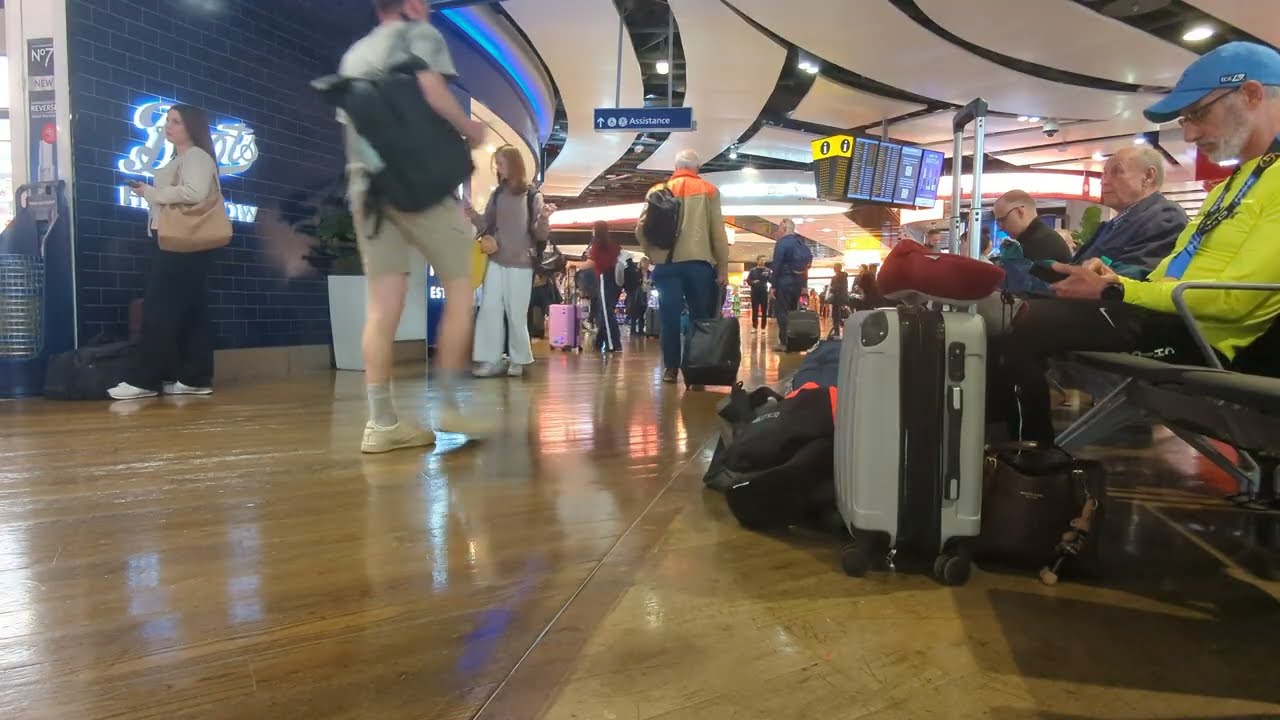 Airport Crowd Candid London Heathrow Walking People Royalty Free Stock Video Footage