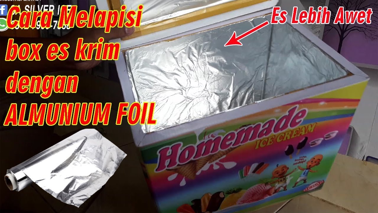 CARA MELAPISI BOX ES KRIM DENGAN ALMUNIUM FOIL