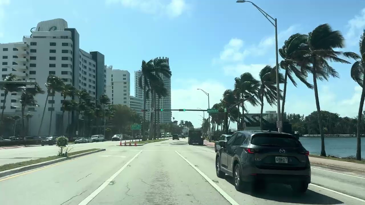 Driving Collins Avenue from North Beach to South Beach(Lincoln Road)
