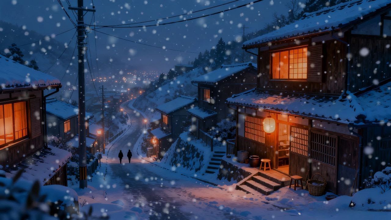 Cozy Winter Coffee Shop on a Quiet Street ❄️ Soft Lofi Beats for Deep Focus & Relaxing Nights
