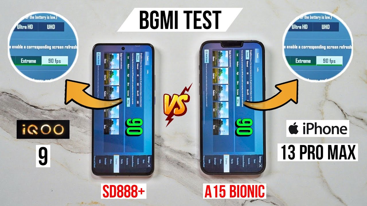 iQOO 9 vs iPhone 13 Pro Max Pubg Test, Heating and Battery Test | Shocking Results 😱