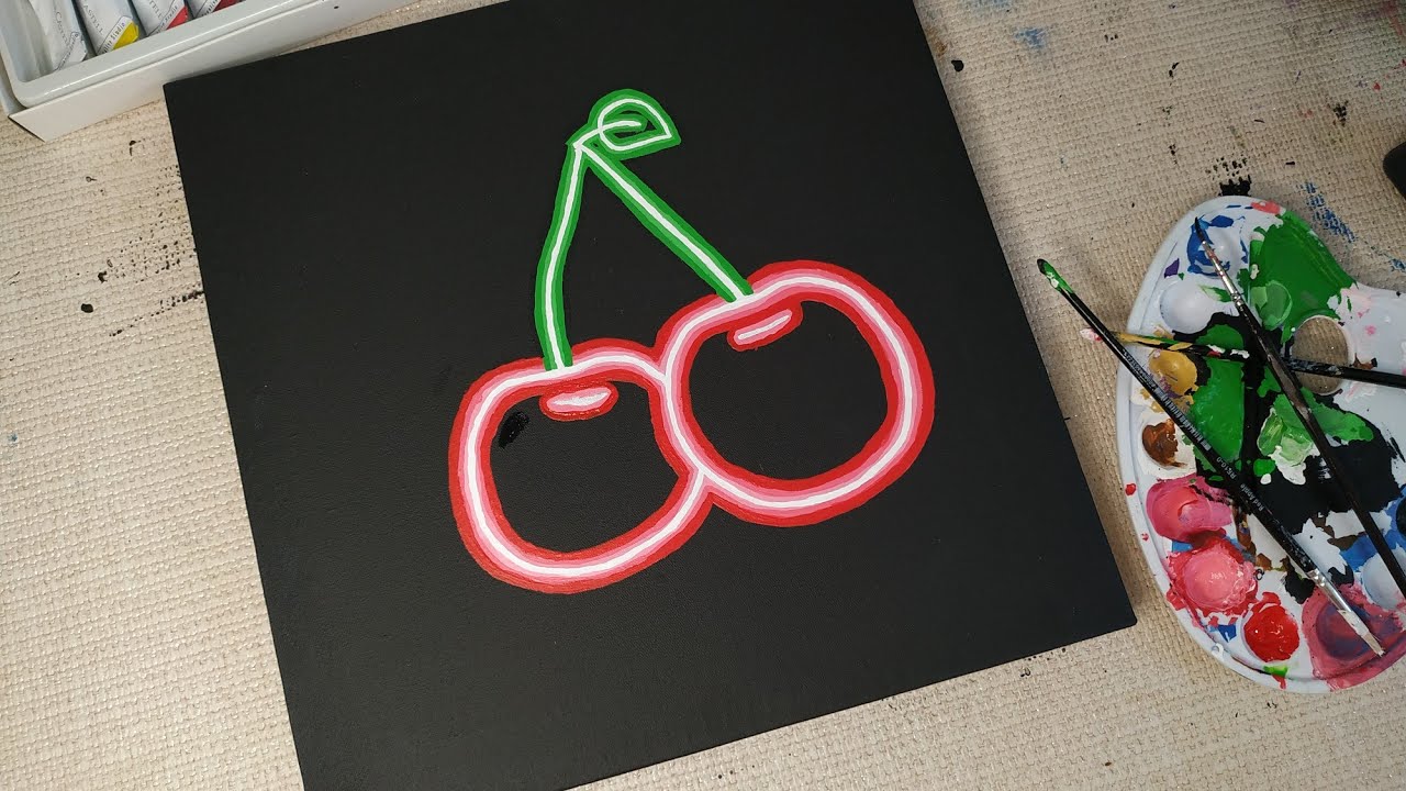 neon tablo çalışması 🍒 / akrilik boya çalışması