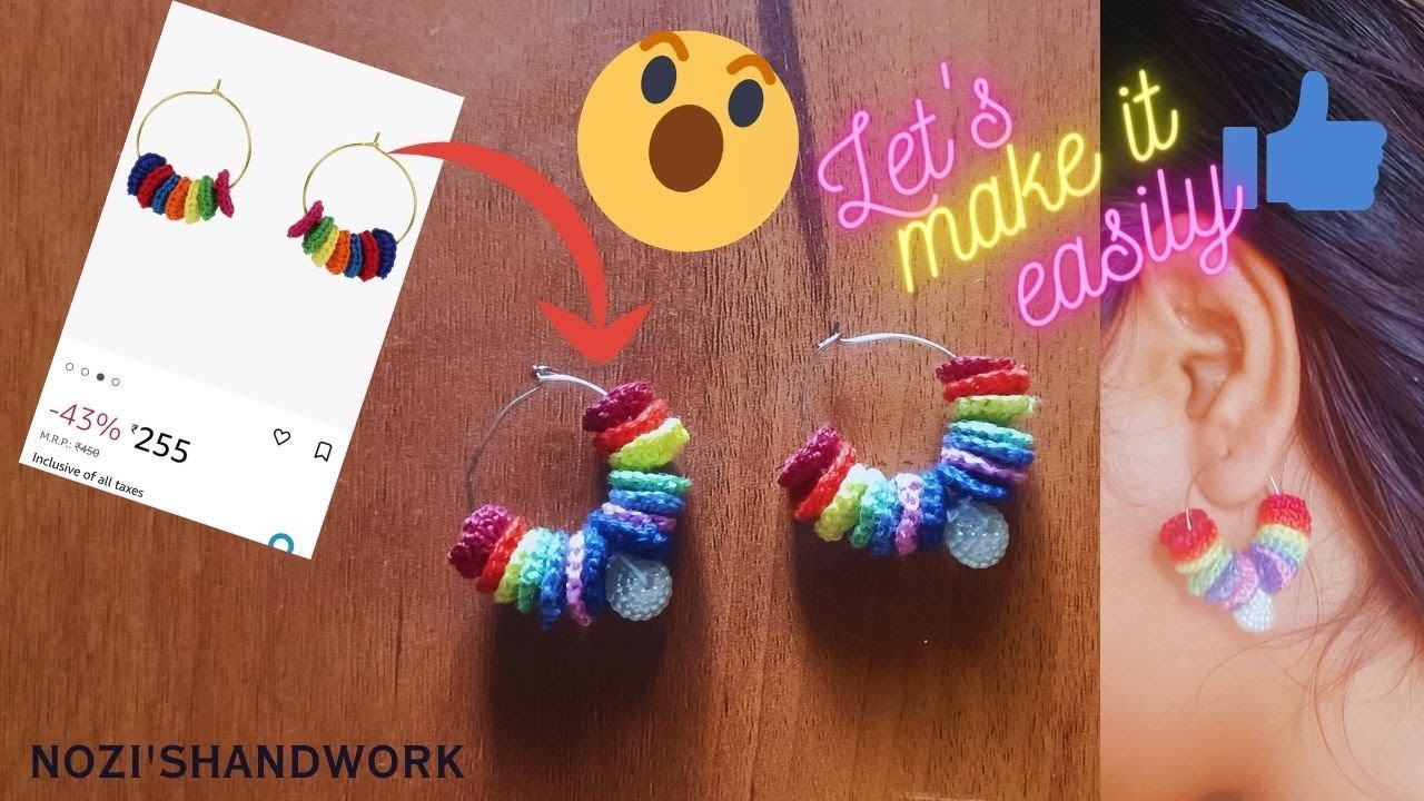 How to Crochet Rainbow Earrings in Tamil with Eng sub | #crochettutorial #crochetintamil #handmade.