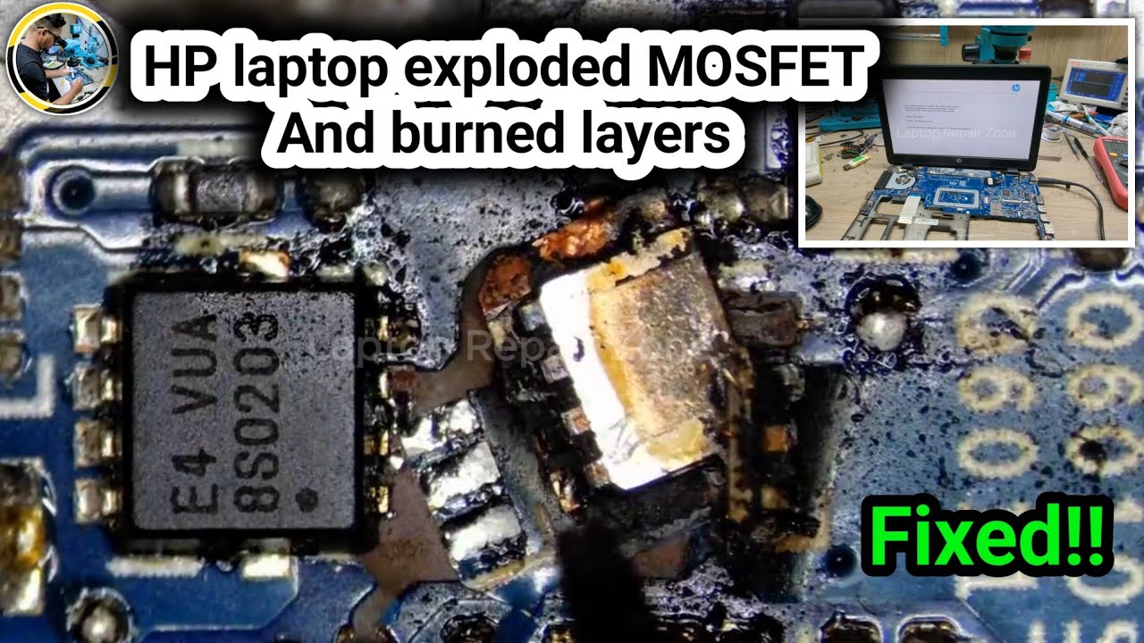 HP laptop exploded MOSFET and burned layers | this was a tricky one