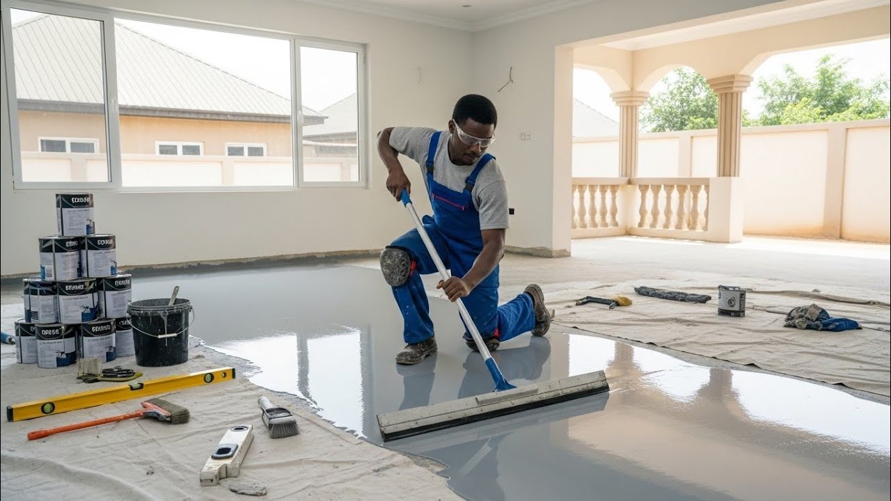 What It Cost To Install Epoxy Floor Painting With Reflective Designs In Benin City, Nigeria. #epoxy