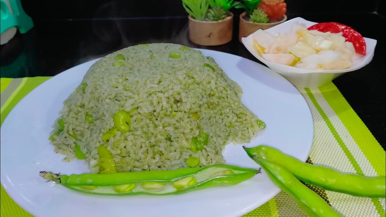 طريقة عمل الكزبريه او الارز الاخضر بالفول الحراتى🌶️🥒
