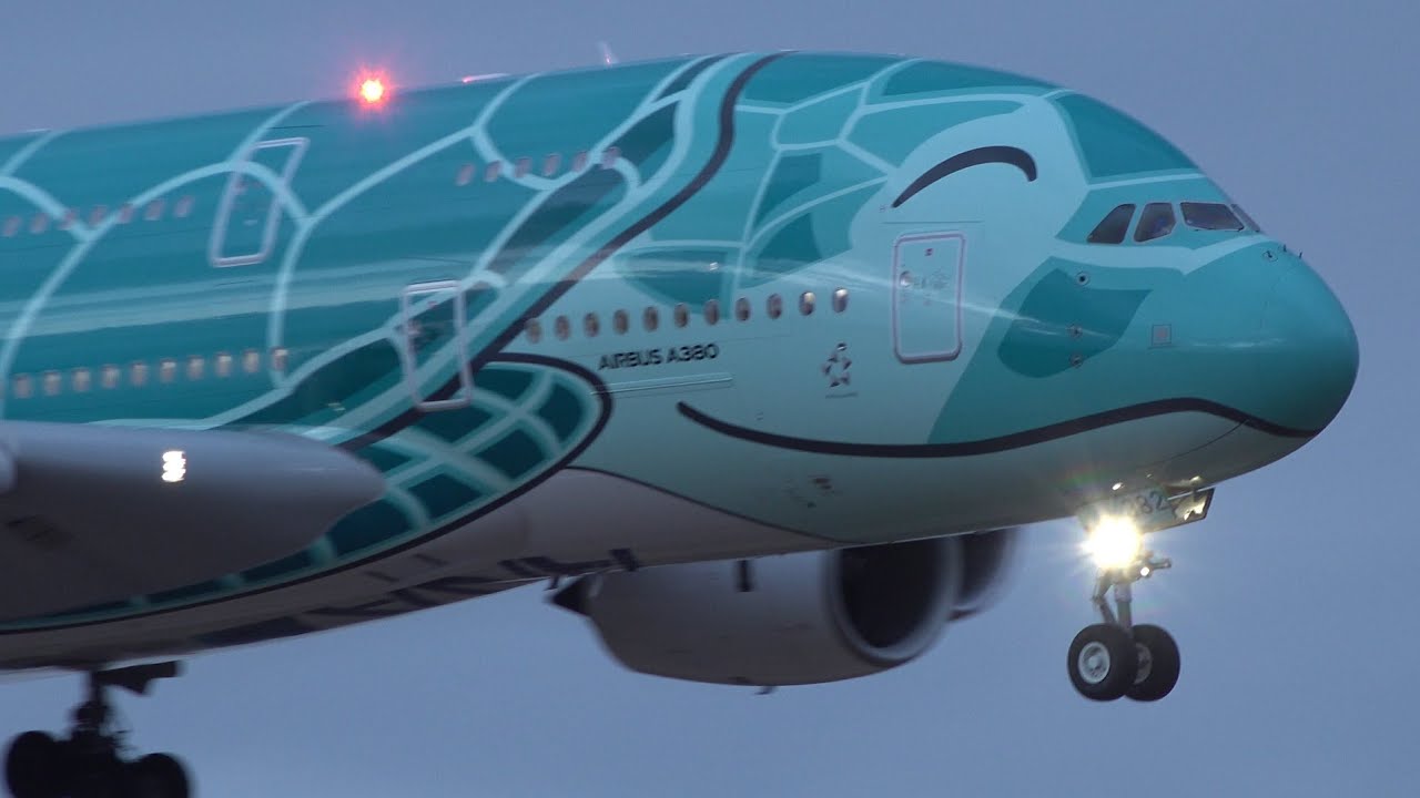 All Nippon Airways Airbus A380 JA381A JA382A Landing at NRT 16R