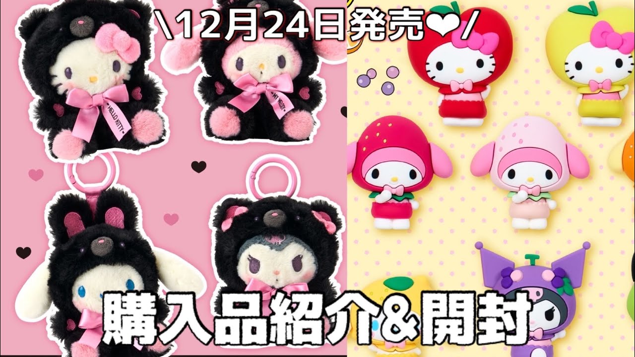 【サンリオ】12/24発売🛍️新商品の購入品紹介&開封🐈‍⬛💕｜まっくろあにまるずデザインシリーズ｜フルーツデザインシリーズ🍎🍓𝜗𝜚 ⊹ ‧₊˚【sanrio】