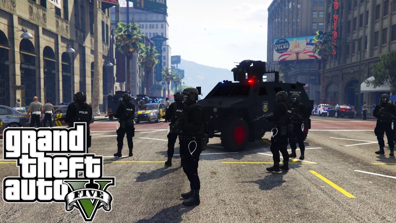 Ada Teror Bom Di Bank Densus 88 Dan Brimob Diterjunkan || GTA5 Mod Polisi Indonesia