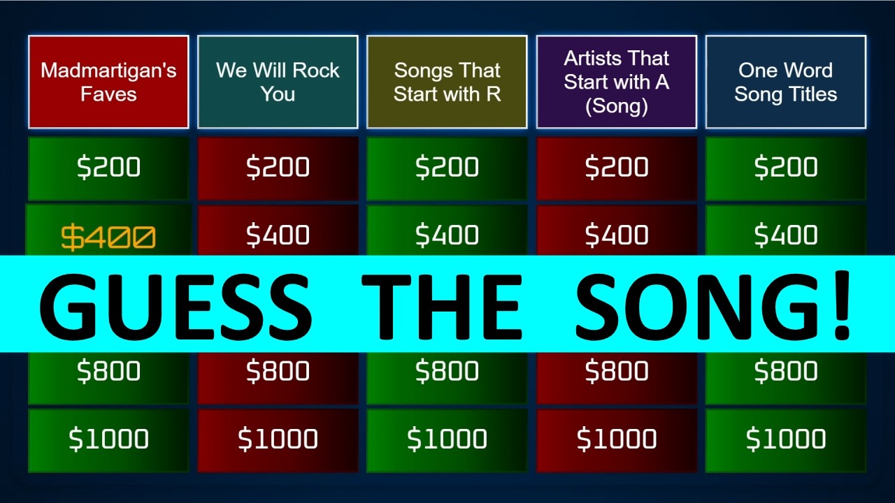 Guess the Song Jeopardy Style | Quiz #107