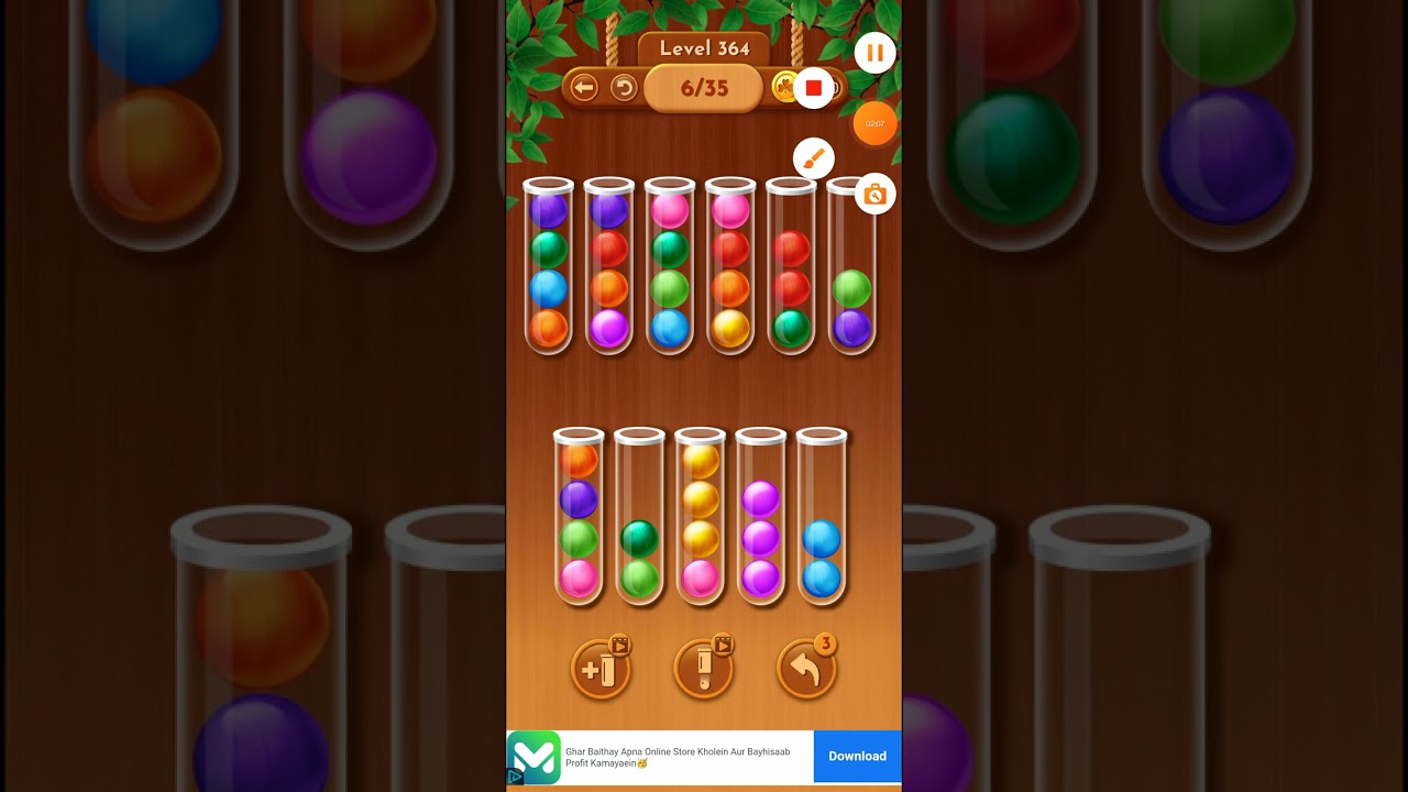 361 to 365 Level woody sort ball sort puzzle game 2023