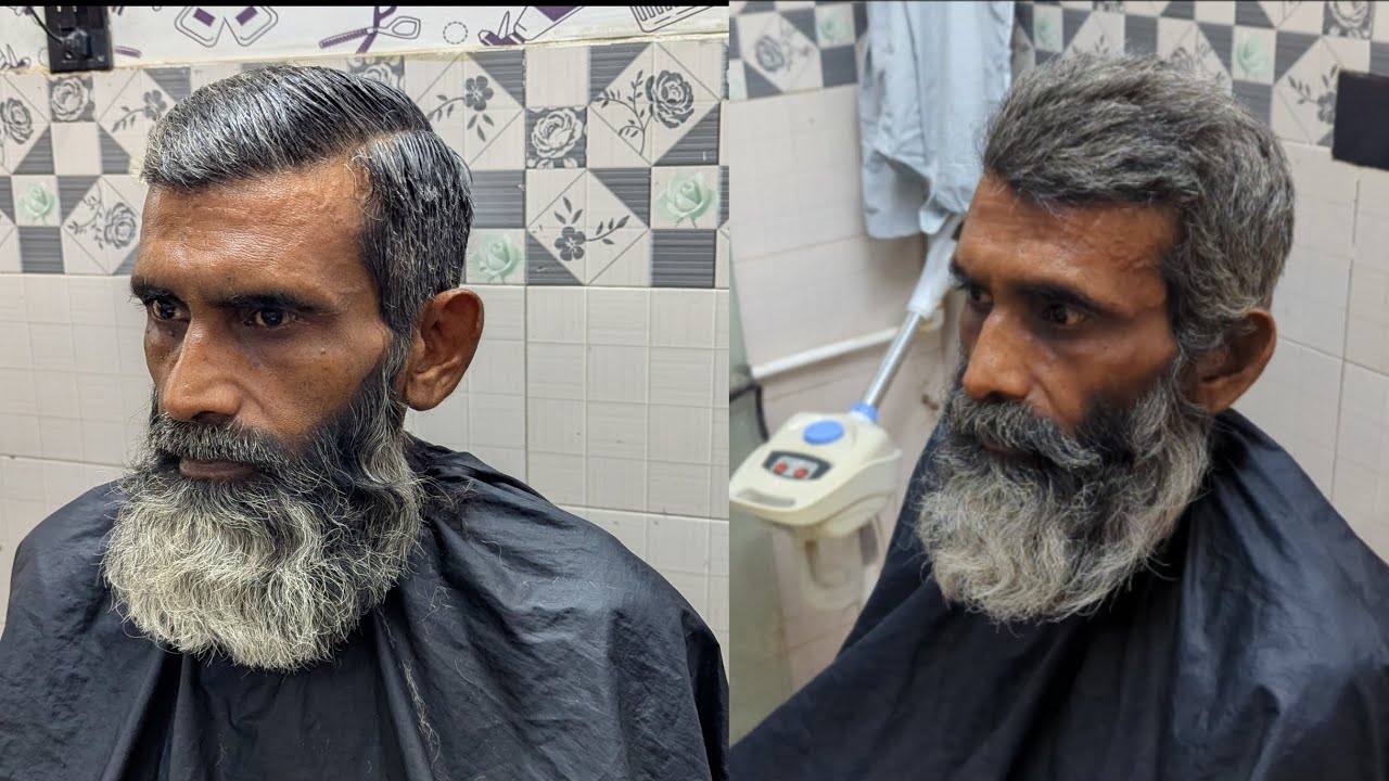 ASMAR HOMELESS MAN HAIRCUT BEARD WITH COMB ONLY✂️#trimtrendstudio 