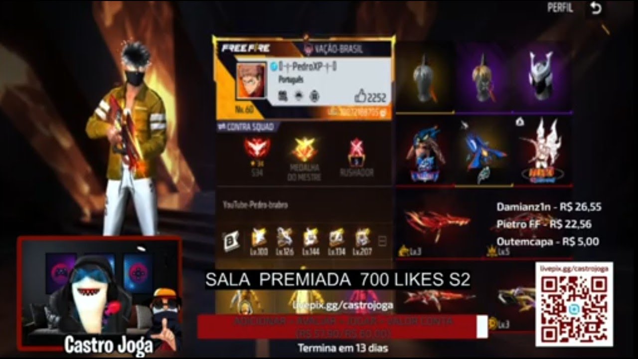 PEDIR PARA O CASTRO JOGAR AVALIAR MINHA CONTA DO FREE FIRE 