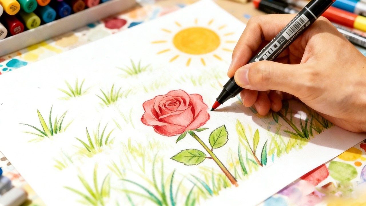 Immersive drawing｜Colored lines #ImmersiveDrawing #AcrylicMarkers #Drawing #dailyart