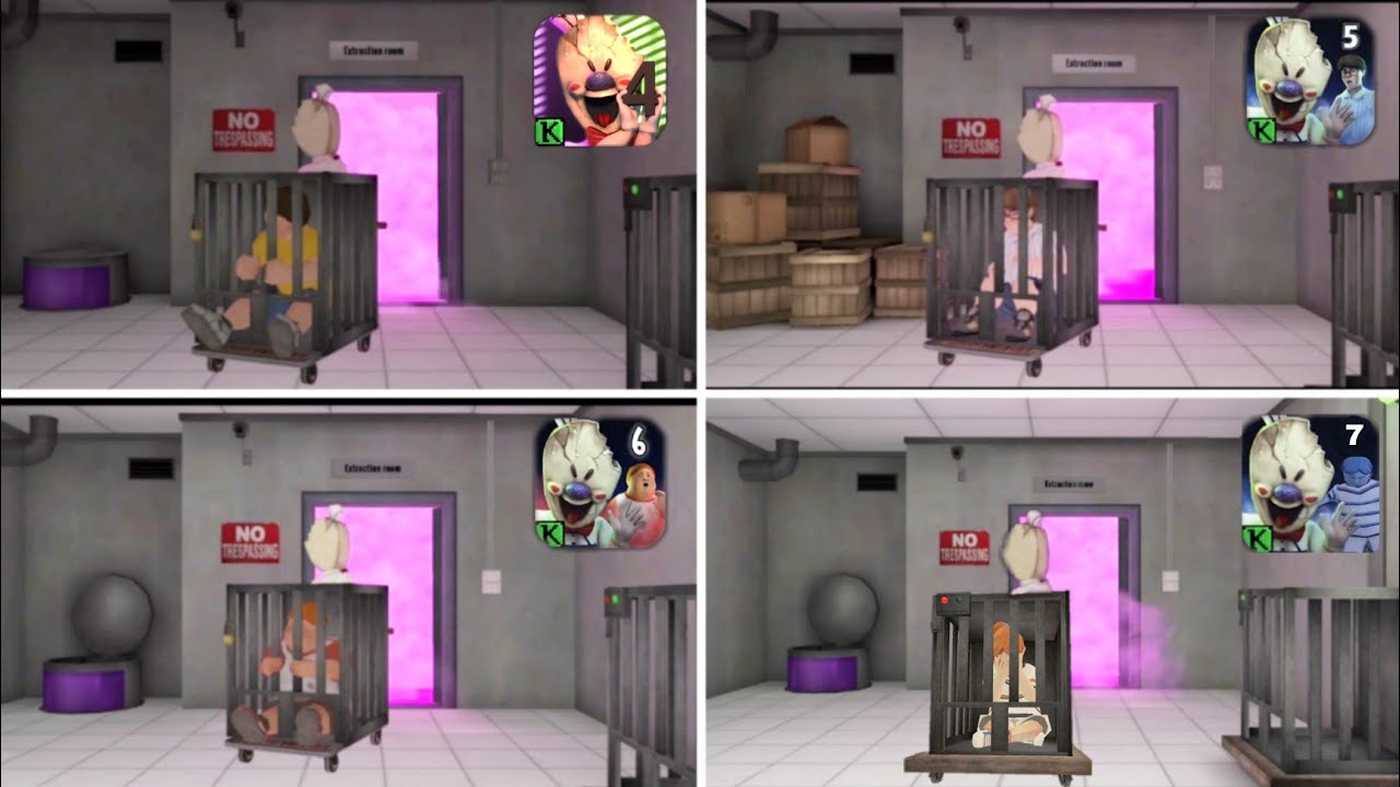 Game Over Endings: Ice Scream 4 vs Ice Scream 5 vs Ice Scream 6 vs Ice Scream 7 (Fanmade) ||