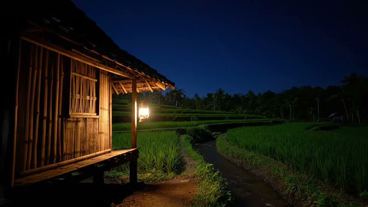 Midnight Rice Field Ambience 🌾 ASMR | Soothing Night Sounds for Relaxation