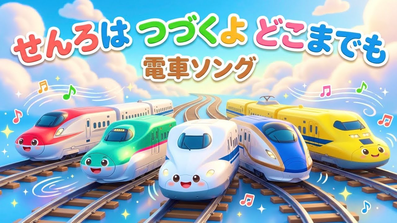【童謡】せんろはつづくよどこまでも🚄✨｜でんしゃのうた｜キッズソング　新幹線　電車　働く車