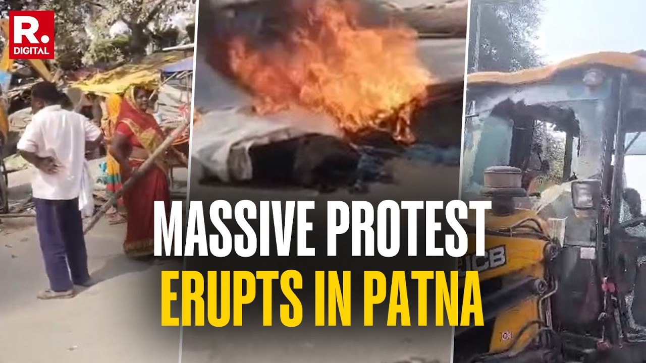 BREAKING: Protest & Stone Pelting Against Bulldozer Action In Patna