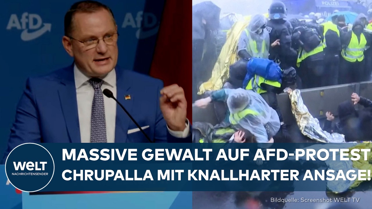 GIE&szlig;EN: Massive Gewalt auf AfD-Protest &ndash; Chrupalla mit knallharter Ansage!