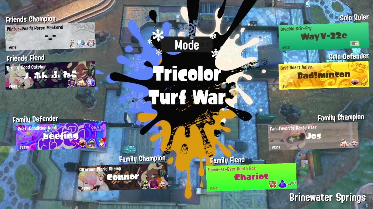 Splatoon 3 - [Splatfest#2] [Tri Color battle] [Turf War #26] vs. Family vs. Solo