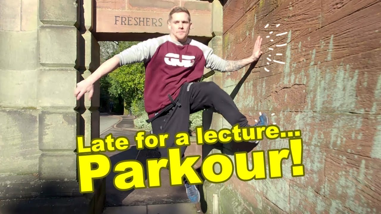 Late for a lecture... Parkour!