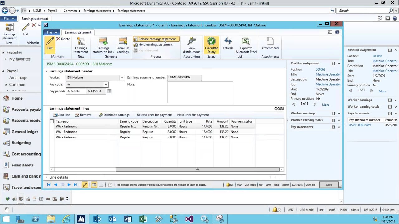 Microsoft Dynamics AX 2012 Payroll Demo