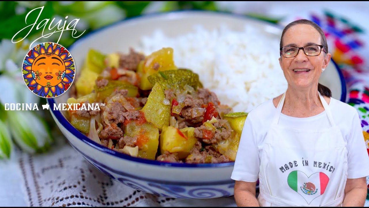 Calabacitas a la Mexicana con Carne y Arroz al Vapor