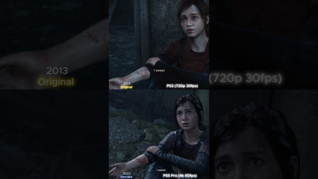 THE LAST OF US Remake PS5PRO VS PS3 Graphics Comparison #thelastofus #ps5pro #shorts