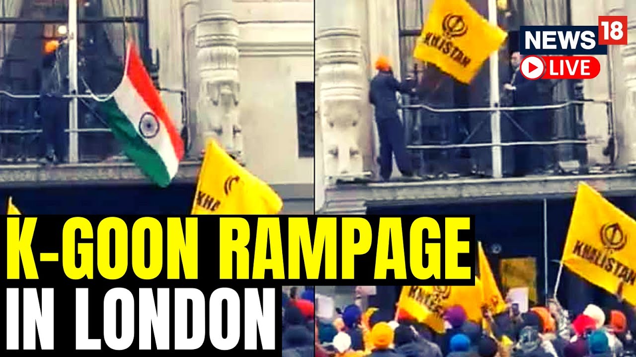 Khalistani Supporters Attack Indian High Commission In London, Bring Down Tricolour | News18 LIVE