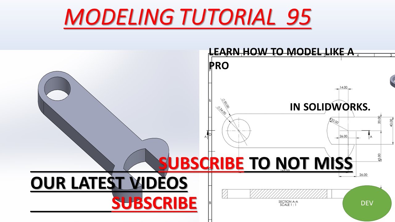 SolidWorks Modeling parts tutorial with Exercise 95