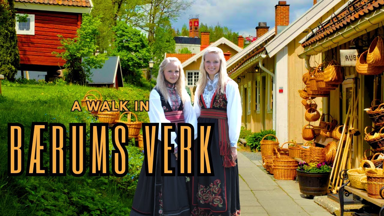 A walk in a Norwegian village, BÆRUMS VERK 🇳🇴 - 4K/60 FPS - Walking Tour