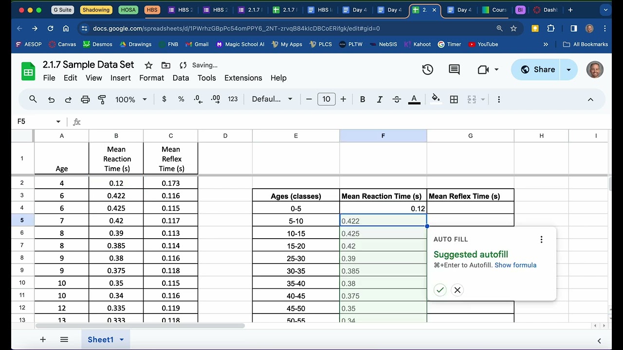 Averaging Data Google Sheets