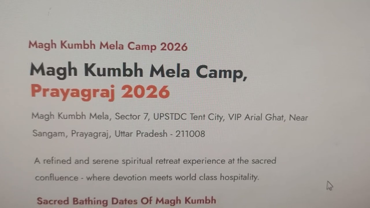 Magh kumbh mela camp, Prayagraj 2026, sacred bathing dates of magh kumbh