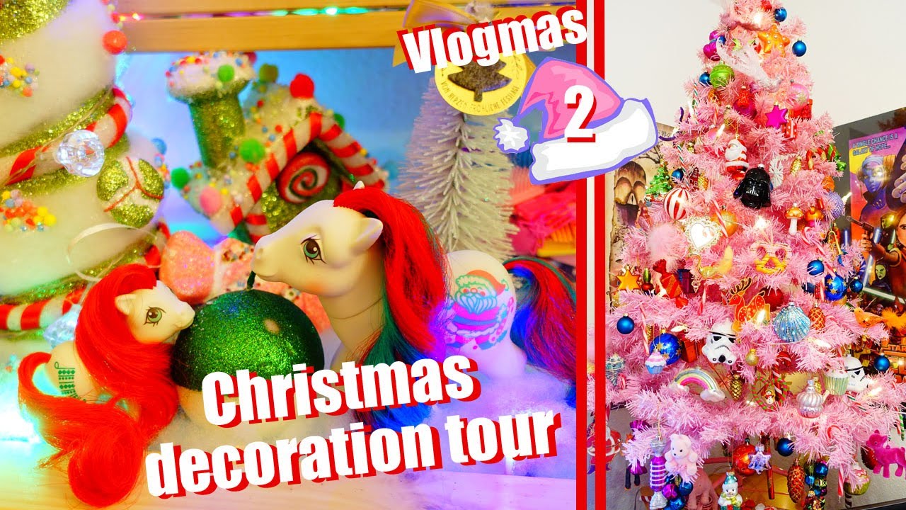 Christmas decoration room tour - pink & Disney tree - Vlogmas day 2 - My little Pony - vintage toys